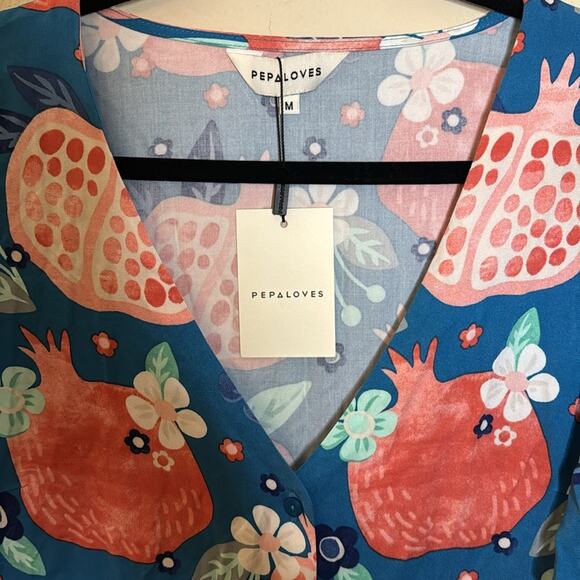 Modcloth Pepaloves Pomegranate Printed Shirt Dress Size M - Picture 4 of 6